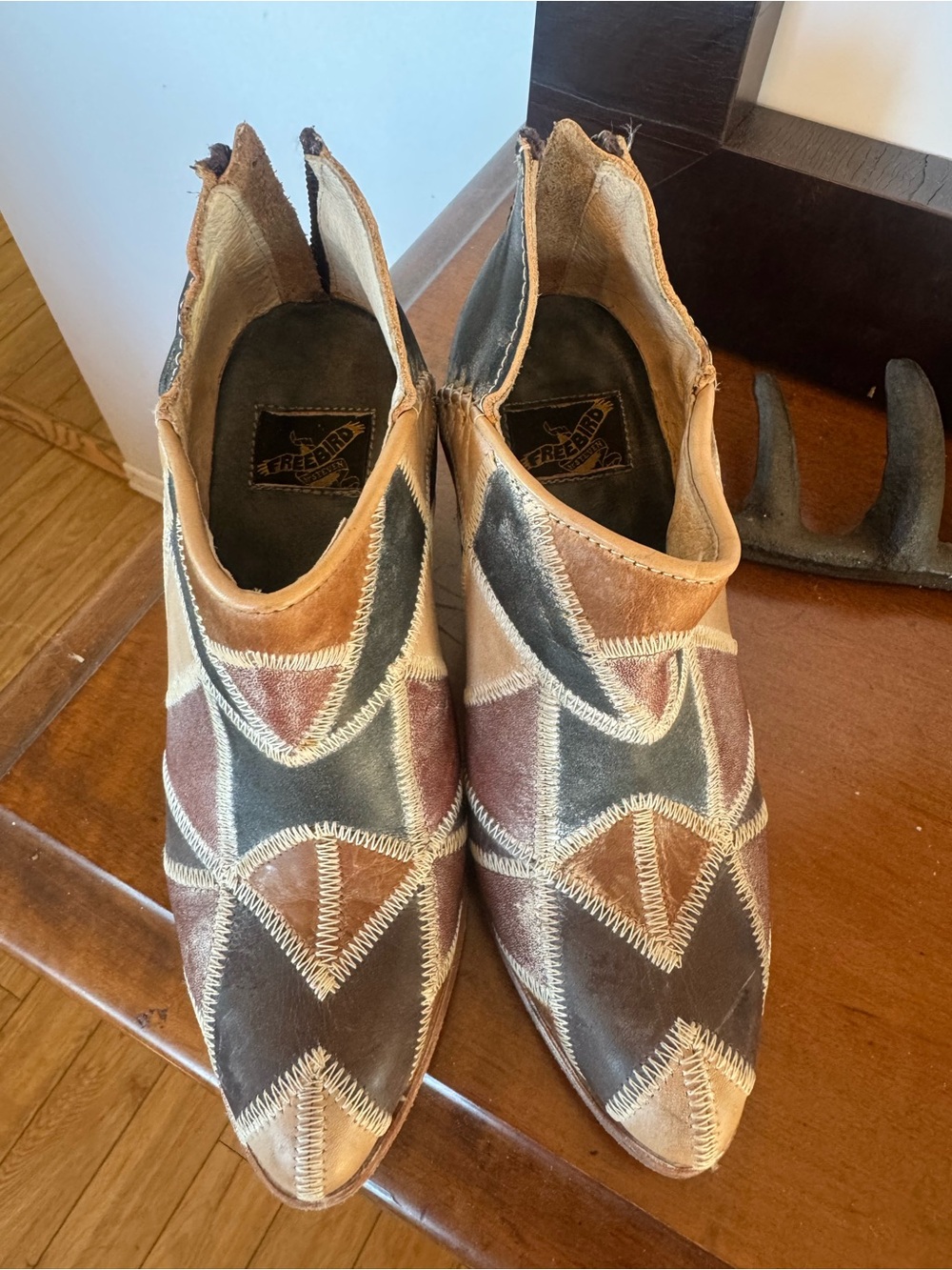 Freebird by Steven Brown Multi Patchwork Pointed boots- Steel
